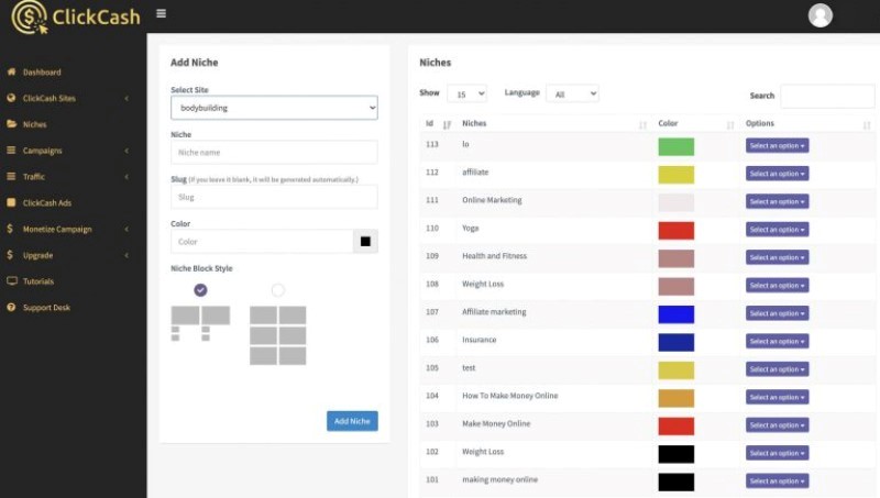 ClickCash Account Dashboard