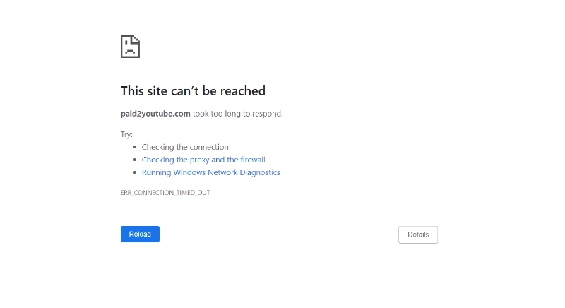 Paid2YouTube Site can't be reached