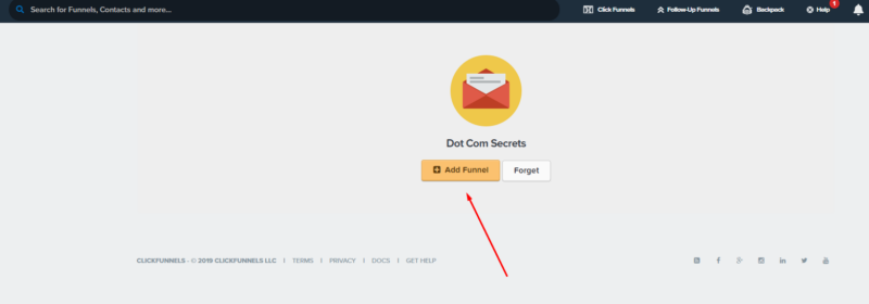 ClickFunnels Add Funnel Button