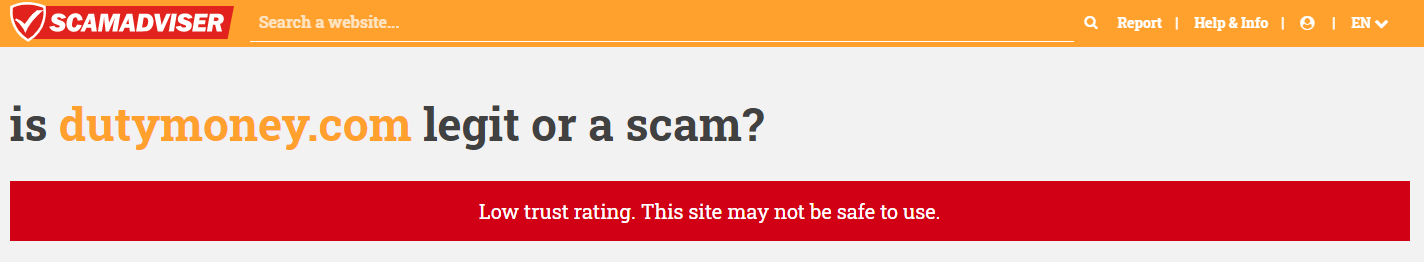 Is DutyMoney.com legit or scam post