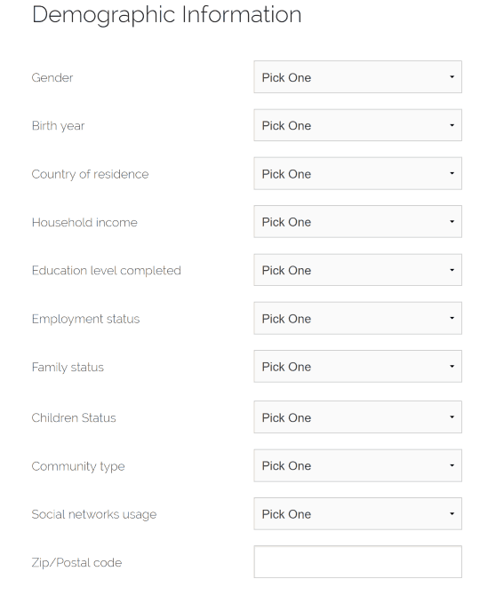 TryMyUI Demographic Information Questions