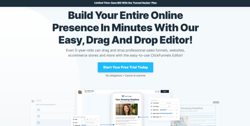 ClickFunnels Drag And Drop Editor