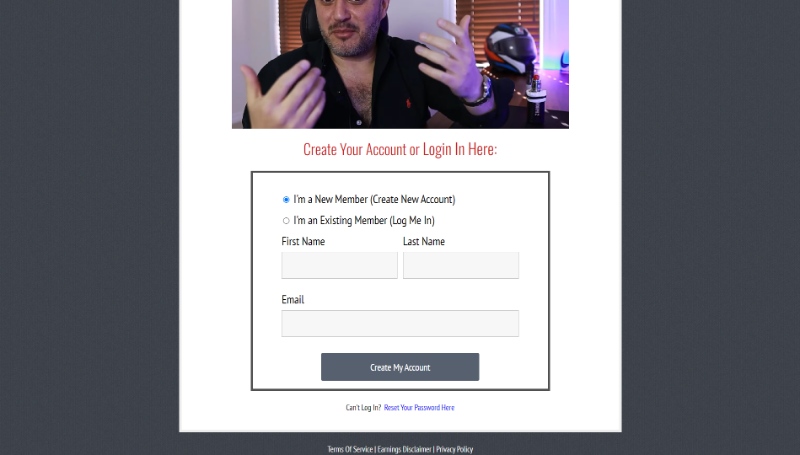 Create account or log in