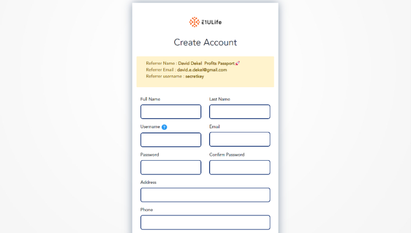 E1ULife Create Account