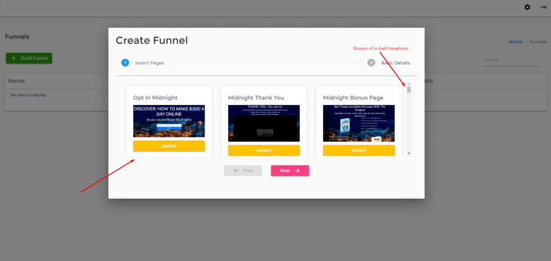 BossFunnels Creating Funnel Section