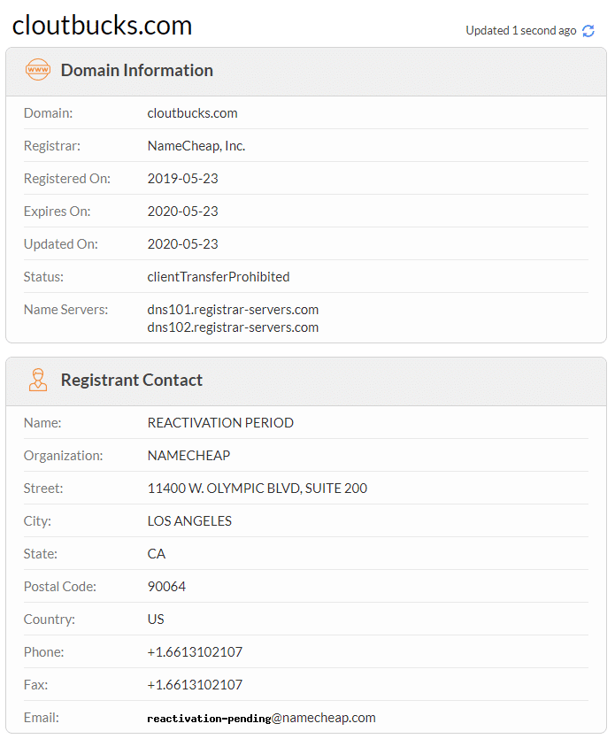 Clout Bucks Domain Information