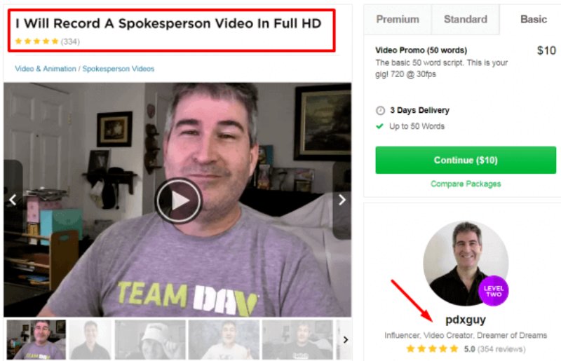 screenshot of fiverr actor on the screen making fake clout pay review testimonial video