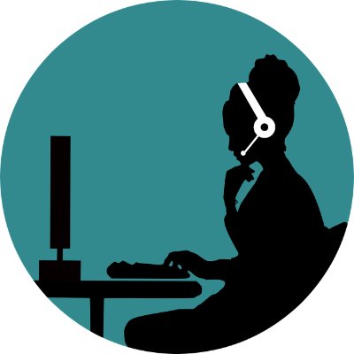 a woman providing customer support service logo