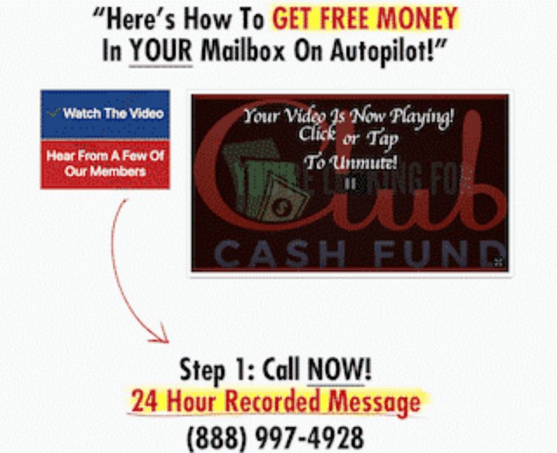 club cash fund website call now ad