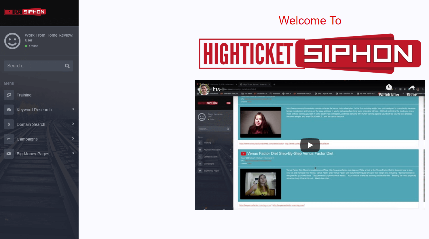 High Ticket Siphon Dashboard