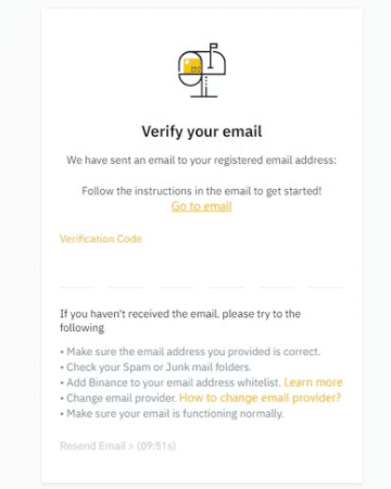 Binance Email Verification