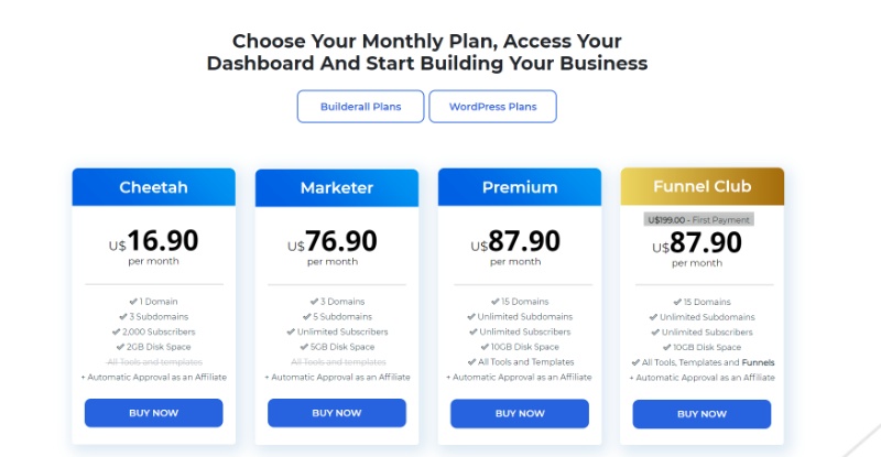 Builderall Pricing Plans