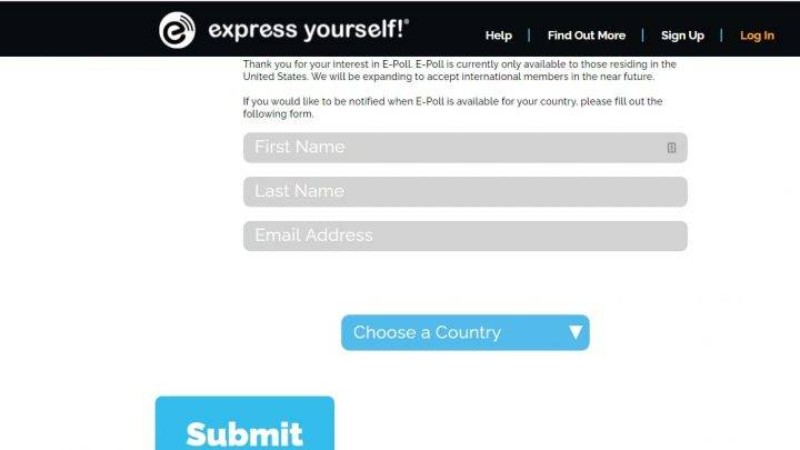 e-poll sign up page