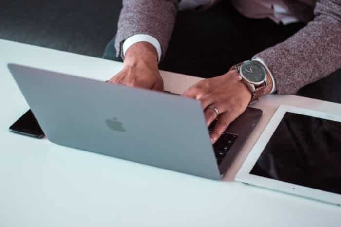 Man Working with a Laptop