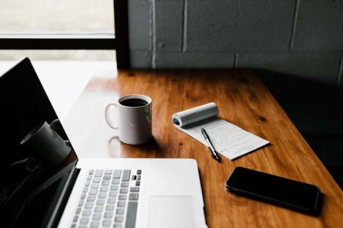 Desk with Electronic Devices