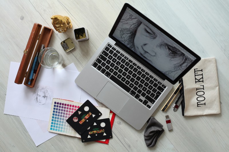 Graphic designer desk workplace