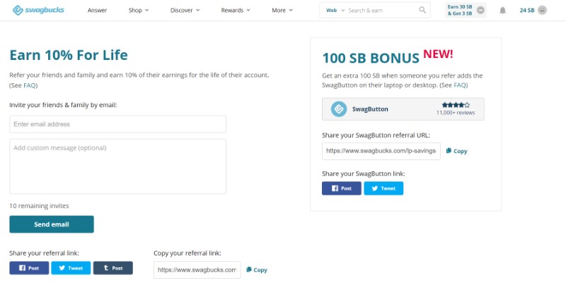 Swagbucks Referrals