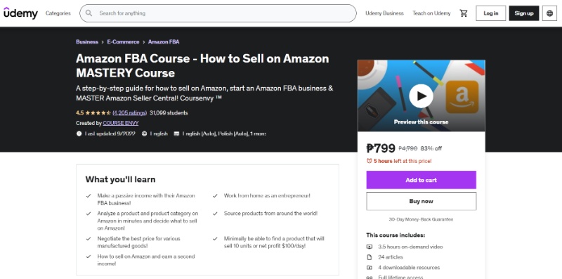 How to Sell on Amazon MASTERY Course (Udemy)