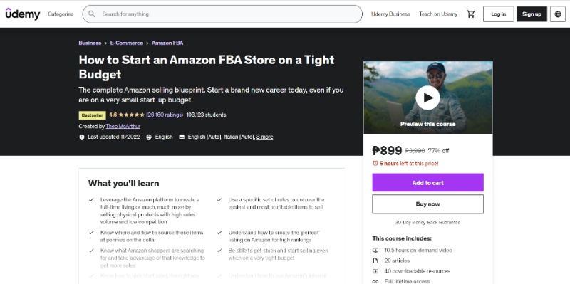 How to Start an Amazon FBA Store on a Tight Budget (Udemy)