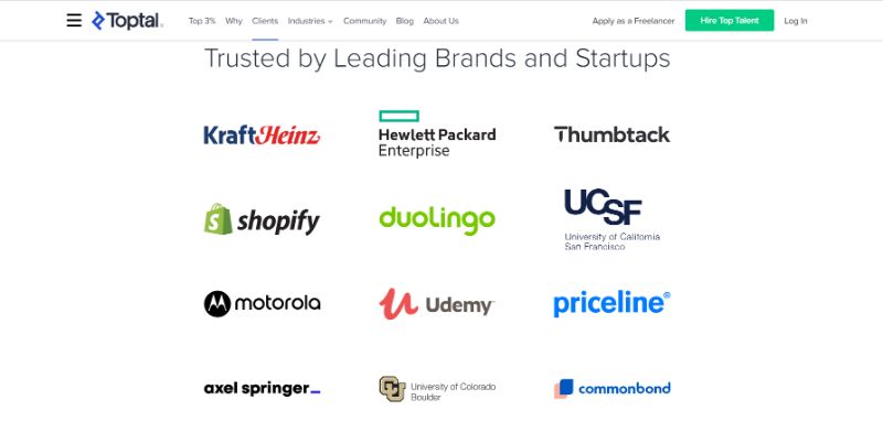 Toptal Trusted Brands and Partners