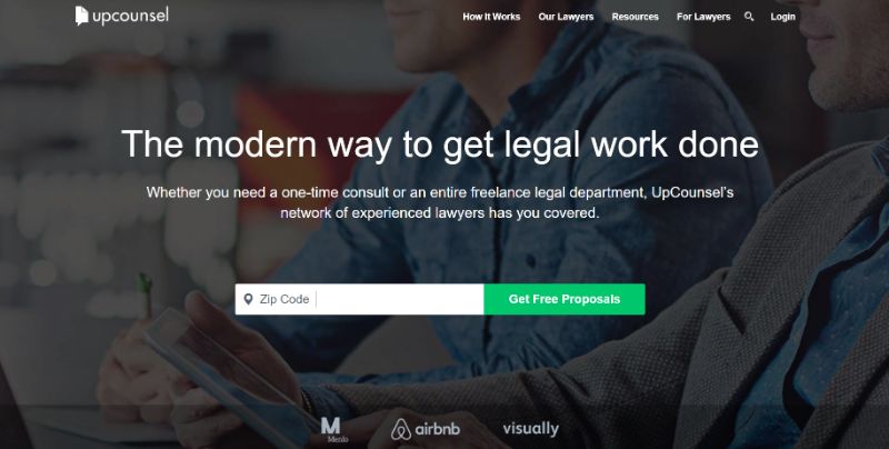 Homepage of UpCounsel