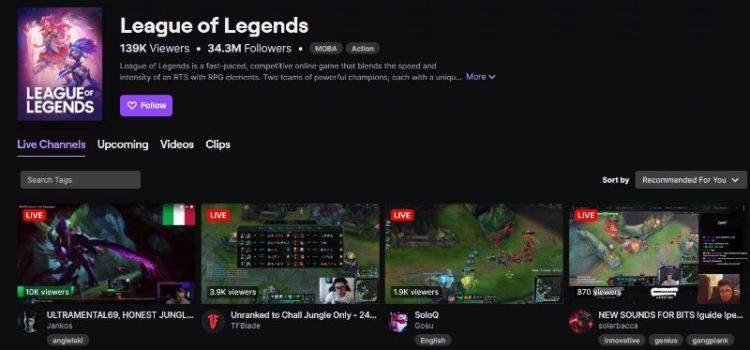 League of Legends on Twitch