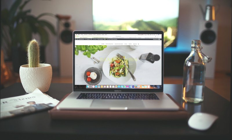 A laptop, water bottle, and succulent plant on the table