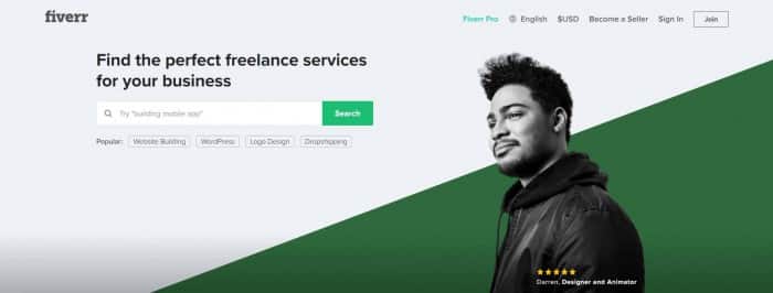 Fiverr homepage