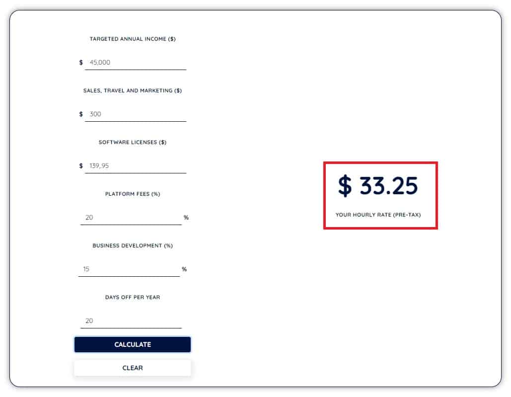 Freelance Rate Calculator - Hourly Rate