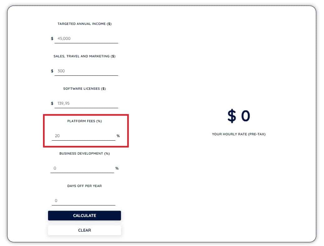 Freelance Rate Calculator - Platform Fees