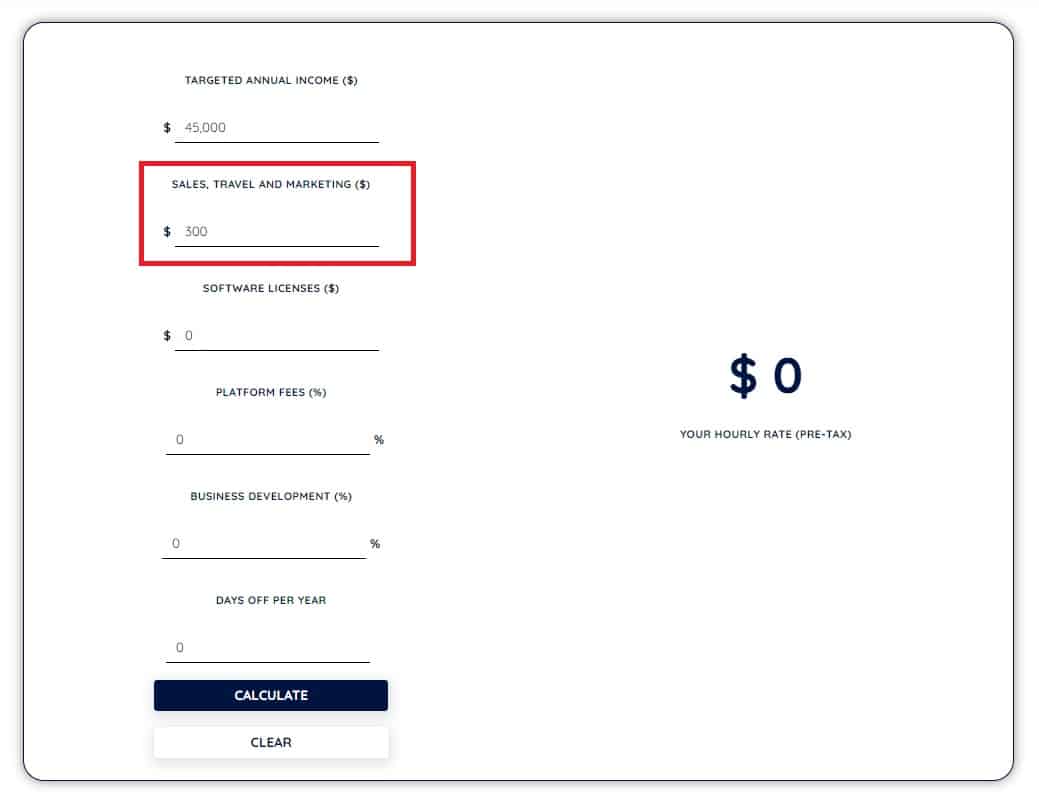 Freelance Rate Calculator - Sales, Travel, and Marketing