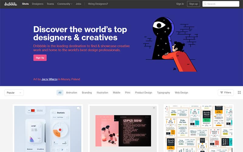 dribbble Homepage