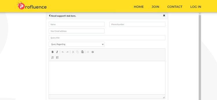 profluence contact page