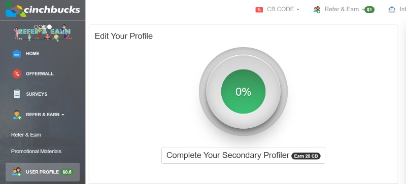 cinchbucks complete profile