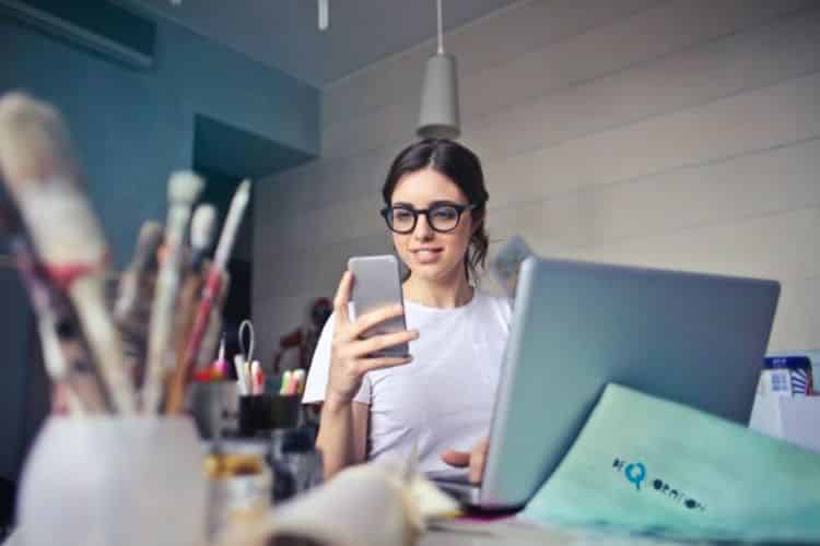 Woman checking her phone