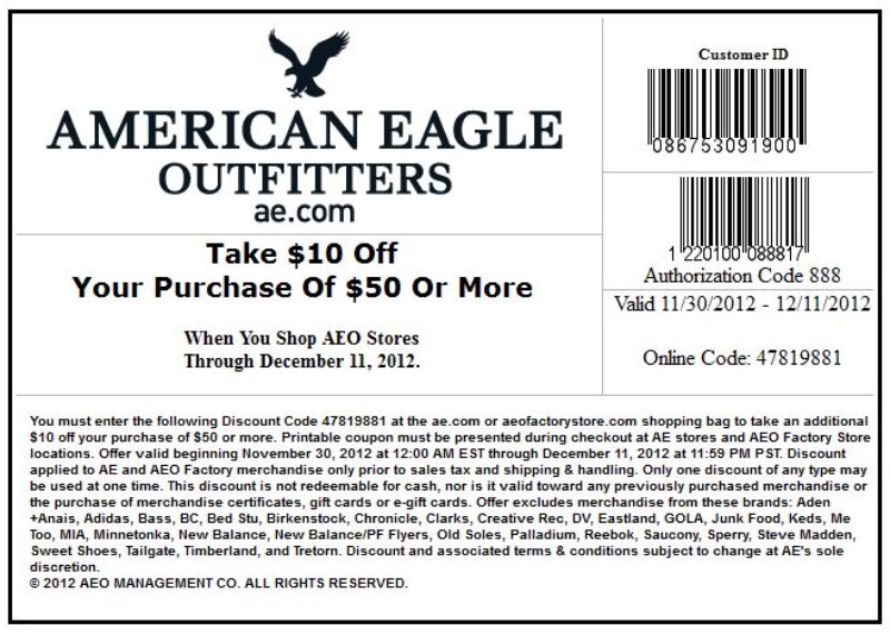 American Eagle bar code