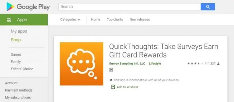 QuickThoughts Google Play Store Reviews