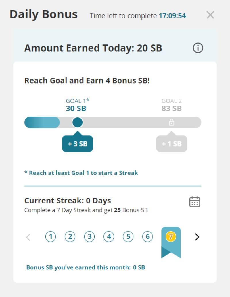 Swagbucks Daily Goal Bonus