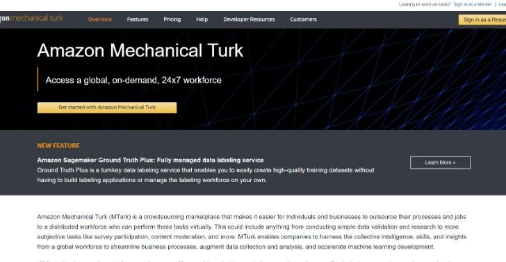 Amazon Mechanical Turk Webpage