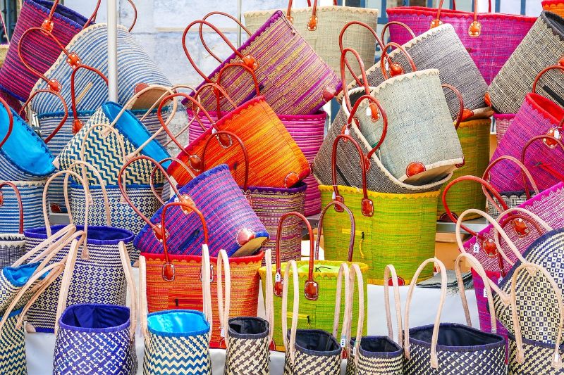 Colorful woven baskets