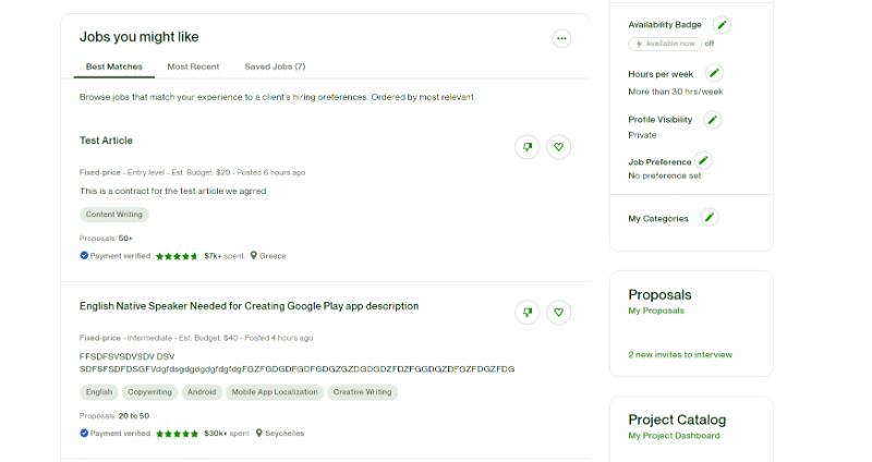 Available Jobs on Upwork