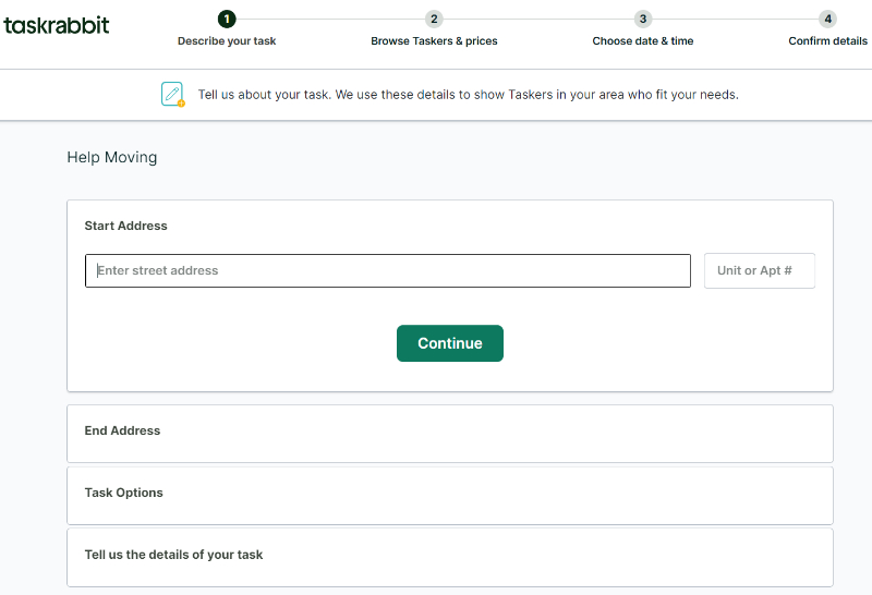 TaskRabbit Describe your task