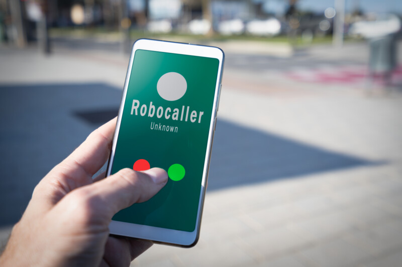 Robocall showing on a mobile phone screen