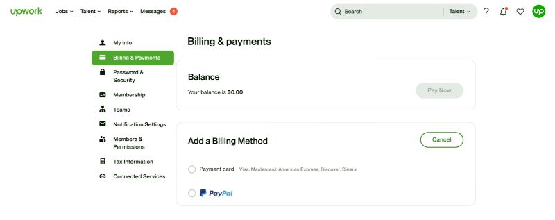 Upwork Billings and Payments