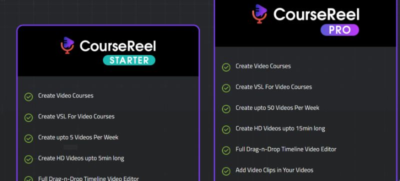 CourseReel plans