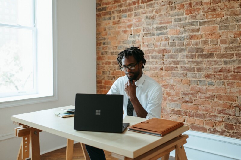 Man alone in his office