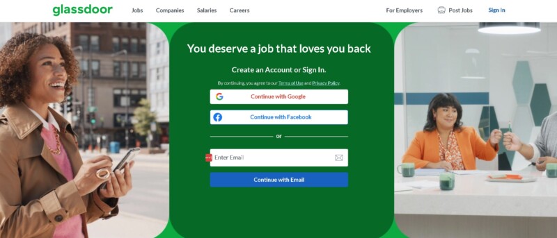Glassdoor Homepage
