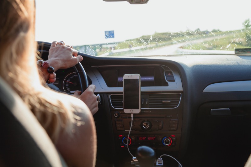 Woman driving her car