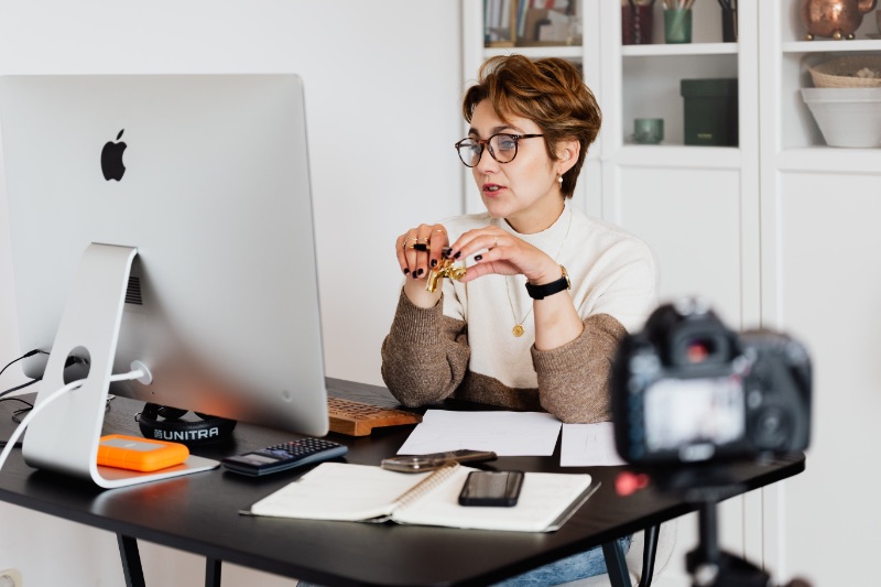 woman teaching online