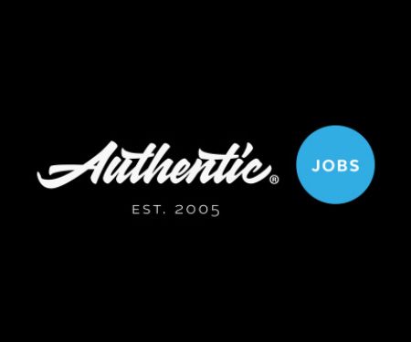 Authentic Jobs logo in black background